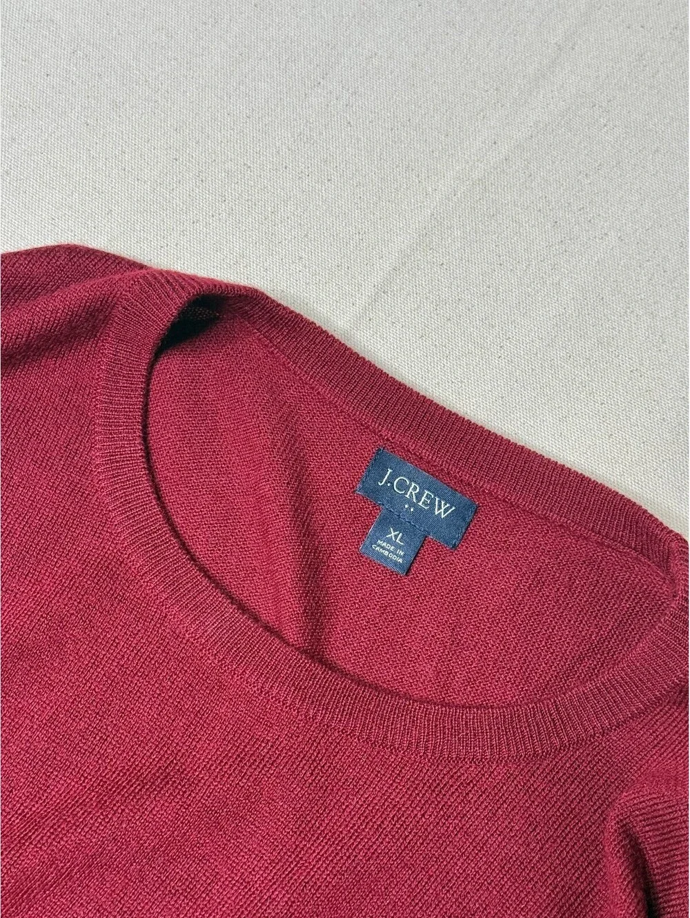 J.Crew Men’s XL Merino Wool Blend Crewneck Sweater Burgundy Red